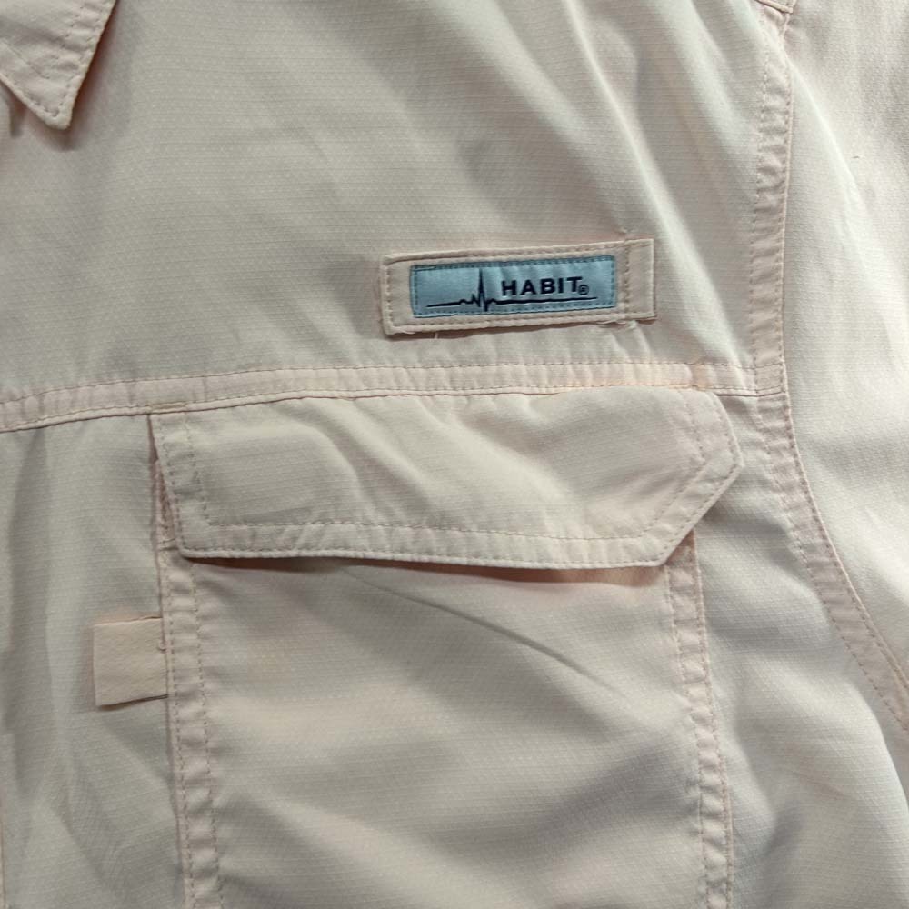 Mens Fishing Shirt Habit Vented Light Weight Solar Protection UV Size XL Peach - Picture 2 of 9